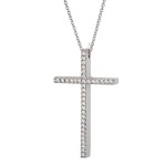 Γυναικείος Σταυρός Με αλυσίδα , Λευκός Χρυσός 18κ Με Διαμάντια